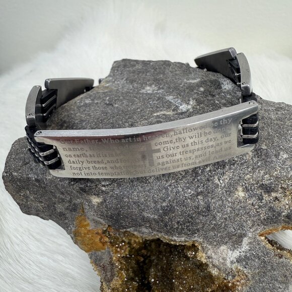 Men's Religious Christian Faith Stainless Steel Bracelet 8" - Picture 2 of 7